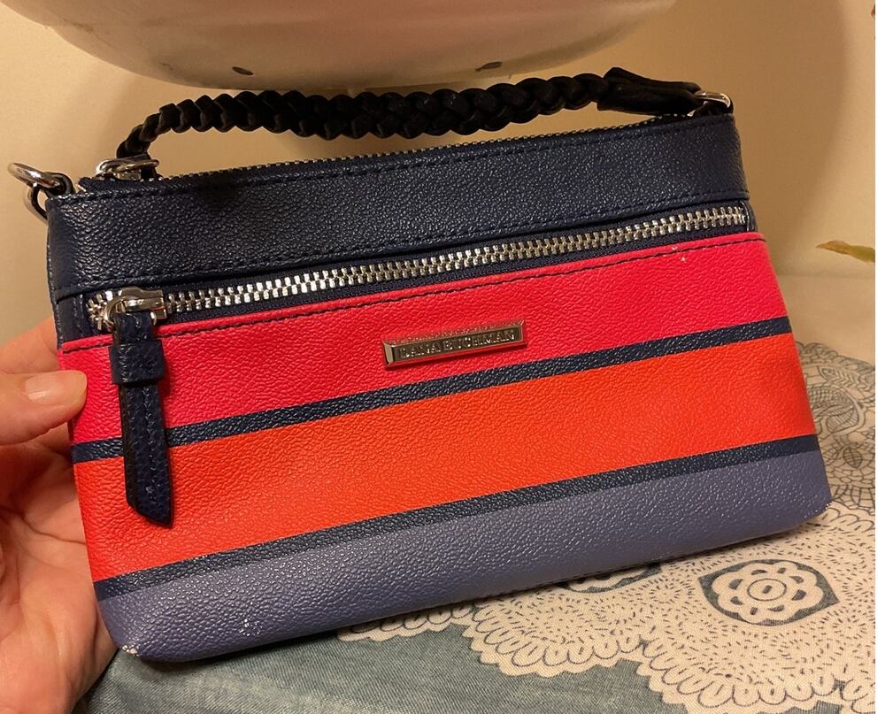 Dana Buchman Cute Navy Red Orange Handbag Small